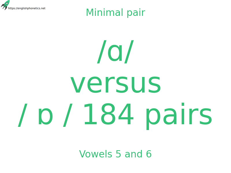 
   Minimal pair: Vowels 5 and 6, /ɑ/ versus / ɒ / 184 pairs
  