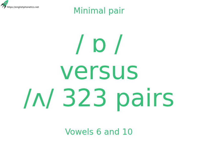 
   Minimal pair: Vowels 6 and 10, / ɒ / versus /ʌ/ 323 pairs
  