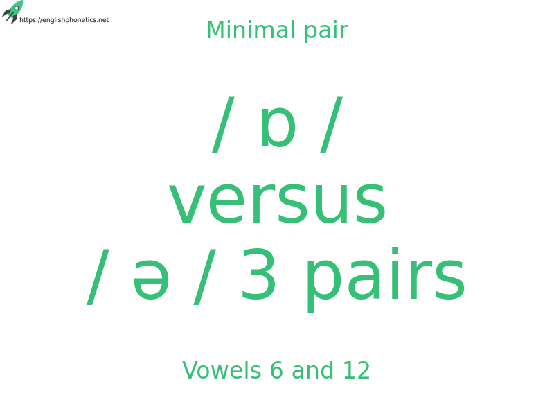 
   Minimal pair: Vowels 6 and 12, / ɒ / versus / ə / 3 pairs
  