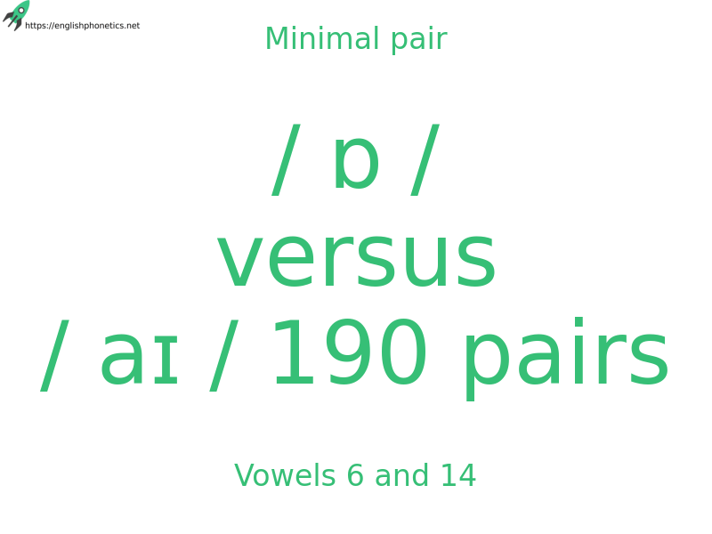 
   Minimal pair: Vowels 6 and 14, / ɒ / versus / aɪ / 190 pairs
  