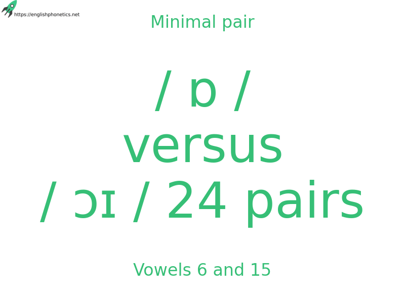 
   Minimal pair: Vowels 6 and 15, / ɒ / versus / ɔɪ / 24 pairs
  