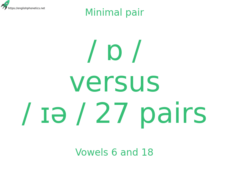
   Minimal pair: Vowels 6 and 18, / ɒ / versus / ɪə / 27 pairs
  