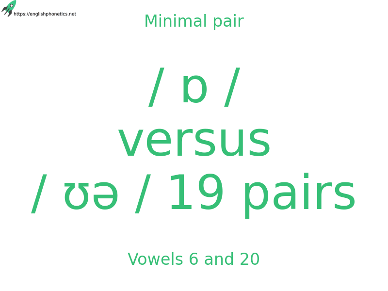 
   Minimal pair: Vowels 6 and 20, / ɒ / versus / ʊə / 19 pairs
  