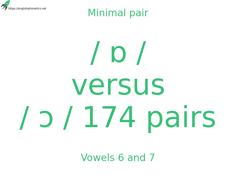 
   Minimal pair: Vowels 6 and 7, / ɒ / versus / ɔ / 174 pairs
  