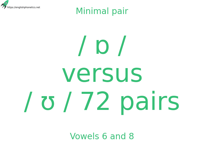 
   Minimal pair: Vowels 6 and 8, / ɒ / versus / ʊ / 72 pairs
  