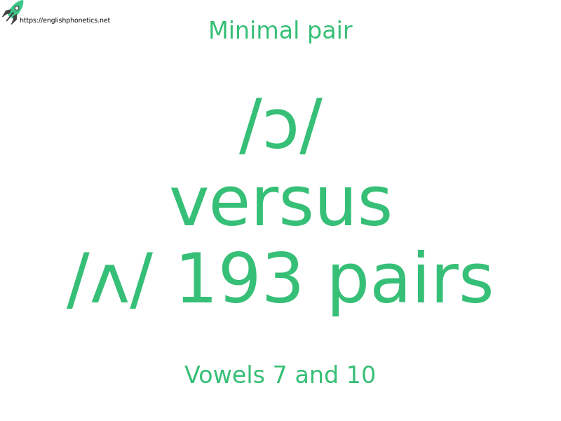 
   Minimal pair: Vowels 7 and 10, /ɔ/ versus /ʌ/ 193 pairs
  