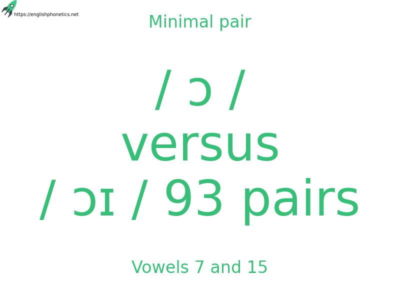 
   Minimal pair: Vowels 7 and 15, / ɔ / versus / ɔɪ / 93 pairs
  