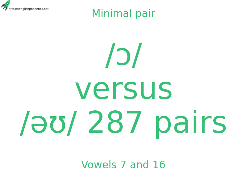 
   Minimal pair: Vowels 7 and 16, /ɔ/ versus /əʊ/ 287 pairs
  