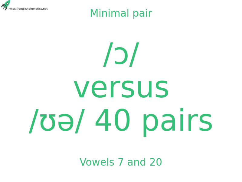 
   Minimal pair: Vowels 7 and 20, /ɔ/ versus /ʊə/ 40 pairs
  