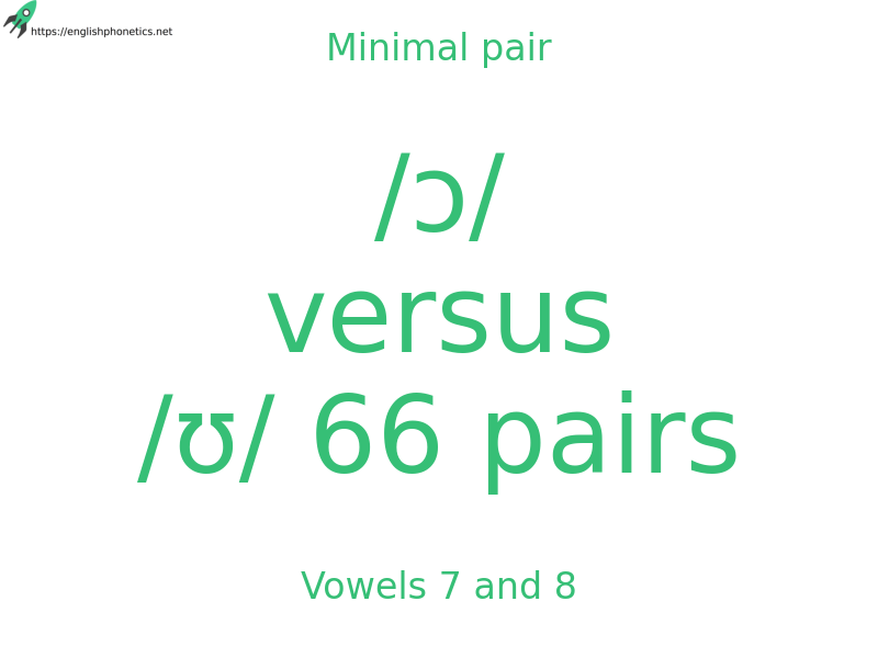 
   Minimal pair: Vowels 7 and 8, /ɔ/ versus /ʊ/ 66 pairs
  