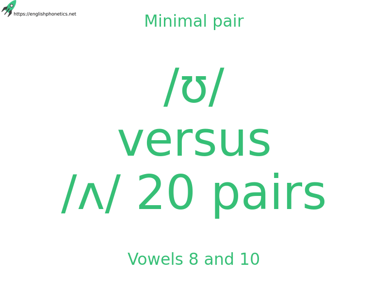 
   Minimal pair: Vowels 8 and 10, /ʊ/ versus /ʌ/ 20 pairs
  