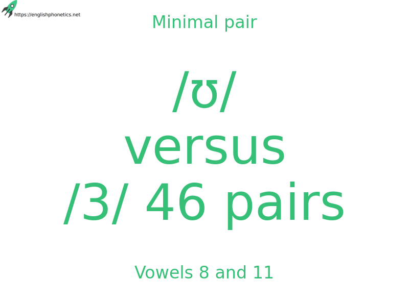 
   Minimal pair: Vowels 8 and 11, /ʊ/ versus /3/ 46 pairs
  
