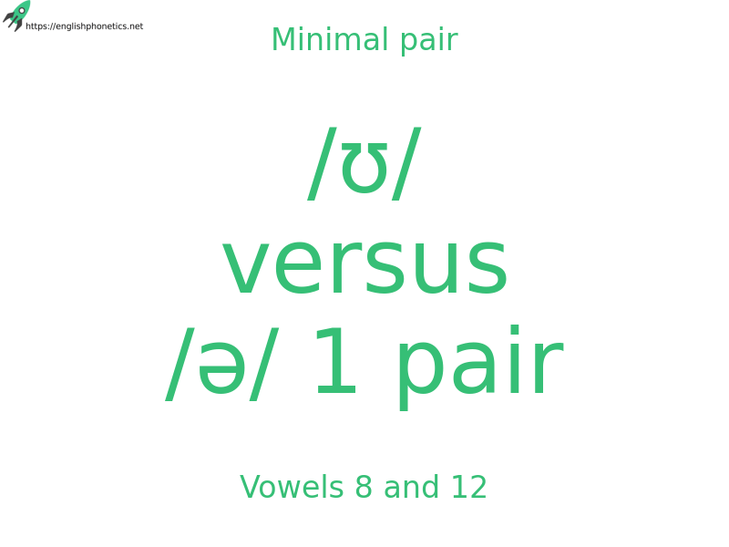 
   Minimal pair: Vowels 8 and 12, /ʊ/ versus /ə/ 1 pair
  