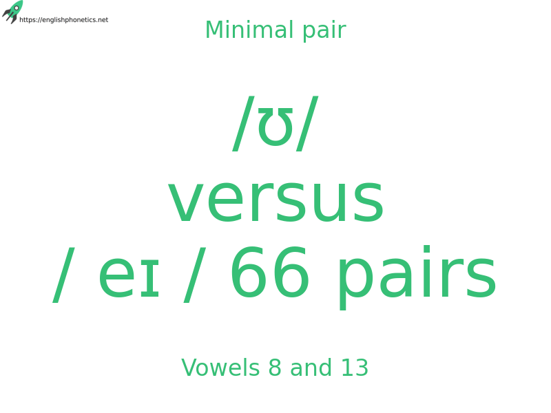 
   Minimal pair: Vowels 8 and 13, /ʊ/ versus / eɪ / 66 pairs
  