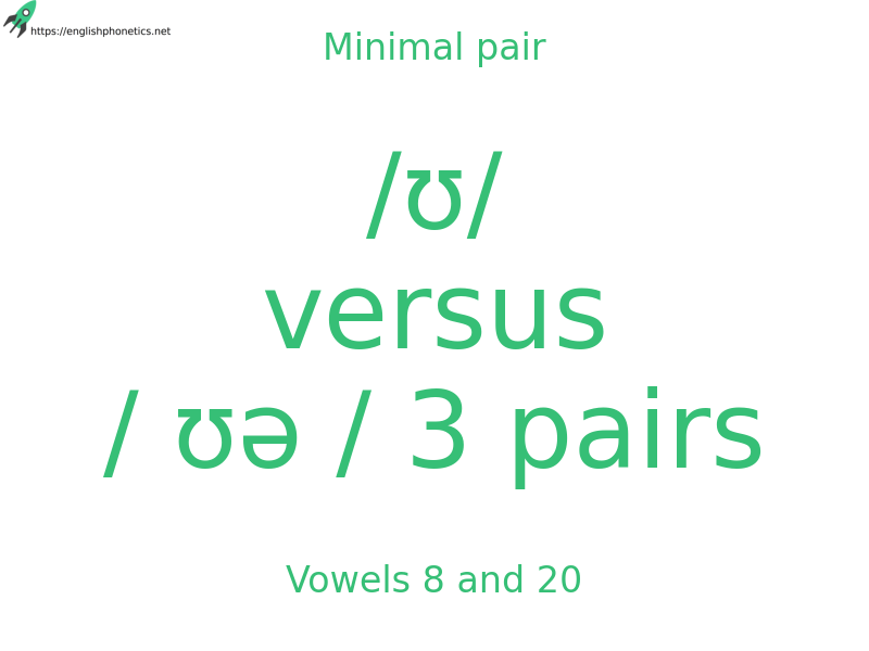 
   Minimal pair: Vowels 8 and 20, /ʊ/ versus / ʊə / 3 pairs
  