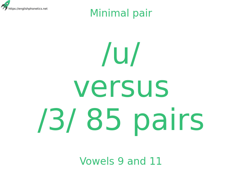 
   Minimal pair: Vowels 9 and 11, /u/ versus /3/ 85 pairs
  