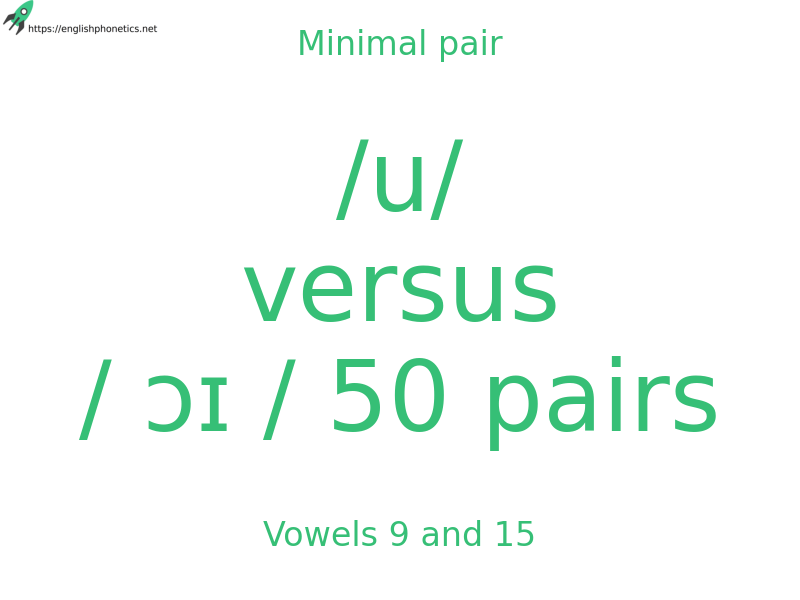 
   Minimal pair: Vowels 9 and 15, /u/ versus / ɔɪ / 50 pairs
  