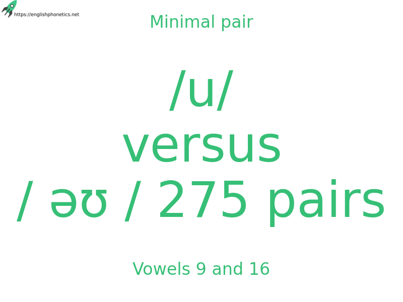 
   Minimal pair: Vowels 9 and 16, /u/ versus / əʊ / 275 pairs
  